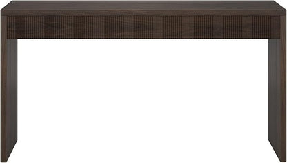 Henn&Hart 55'' Wooden Rectangular Fluted Console Table Entryway Table, Sofa Table for Entryway, Living Room, Couch, Hallway, or Office, Alder Brown