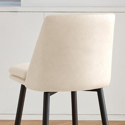 Beige Counter Height Bar Stools Set of 3, 26 Inch Seat Height with Back and Metal Legs, 360° Swivel Upholstered Faux Leather Swivel Bar Stools