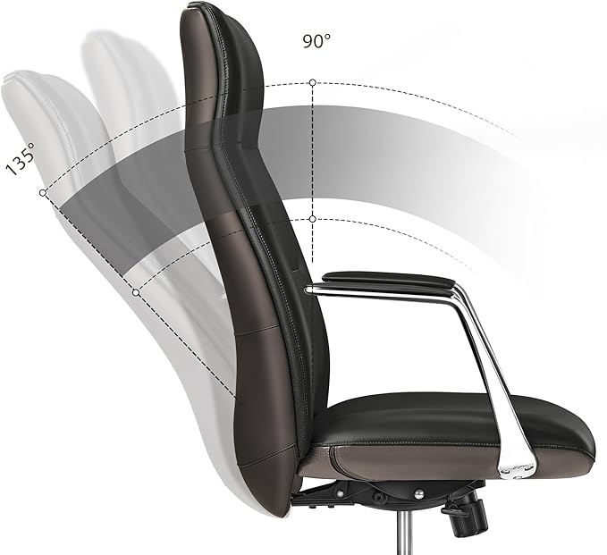EUREKA ERGONOMIC Royal Slim Executive High Back Black Leather Office Chair, Home Desk Chair for Adults, Big and Tall with Wheels, Swivel Rolling