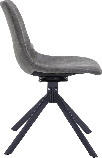 LeisureMod Markley Swivel Leather Dining Side Chair with Durable Iron Legs – Comfortable Accent Chair for Kitchen, Dining Room, or Office Set of 4