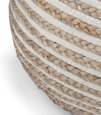 SIMPLIHOME Yolanda Boho Round Pouf in Natural Jute for the Living Room, Bedroom and Kids Room