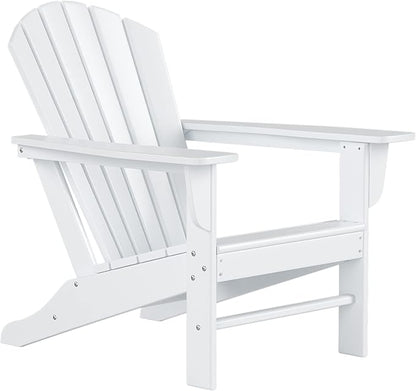 Costaelm Outdoor Adirondack Chair, HDPE Patio Chair, Weather Resistant Lawn Firepit Outside Chairs for Porch, Poolside, Garden, Backyard Deck, White