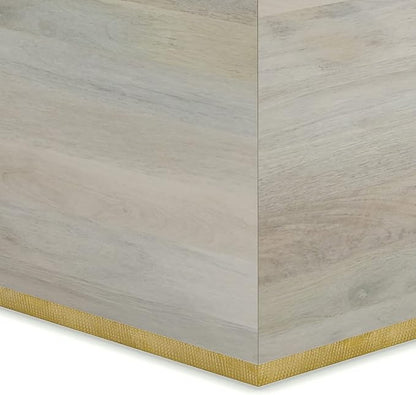 SIMPLIHOME Abba Square Coffee Table - 28 inch Wide Solid Mango Wood Modern Cocktail Table in White Wash, Contemporary Table for Living Room with Low Profile Block Design, Assembled