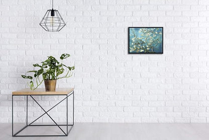 Wieco Art Framed Art Almond Blossom Floral Canvas Prints of Van Gogh Famous Oil Paintings Reproduction Flowers Pictures on Canvas Wall Art for Living Room Home Decorations Black