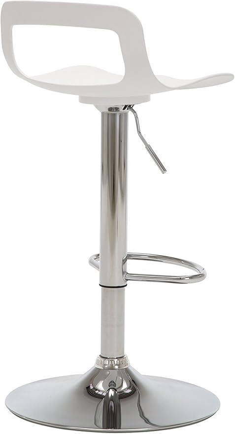 NOBPEINT Contemporary Chrome Air Lift Adjustable Swivel Bar Stool, Set of 4, White