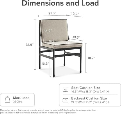 mopio Odelia 3 Piece Bistro Set 2 Dining Chairs, 1 Bistro Table for Living Room, Dining Room, Kitchen, Small Space, Sturdy BIFMA-Certified Rust-Free Metal Fram (Bistro Set of 3)