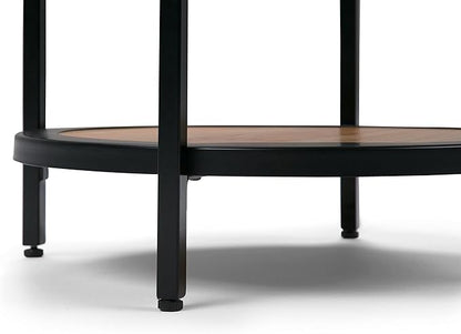 SIMPLIHOME Jenna Industrial 18 inch Wide Metal Round Accent Side Table in Natural for the Living Room and Bedroom