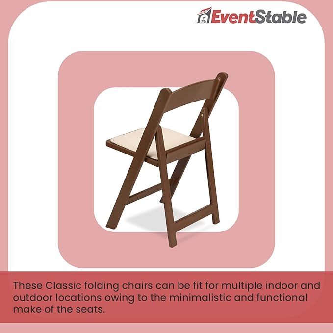 EventStable Titan PRO Resin Folding Chair - Brown with Ivory Indoor/Outdoor Lightweight Foldable Chair - Vinyl Padded Folding Chair for Weddings Parties Events - 100 Pack