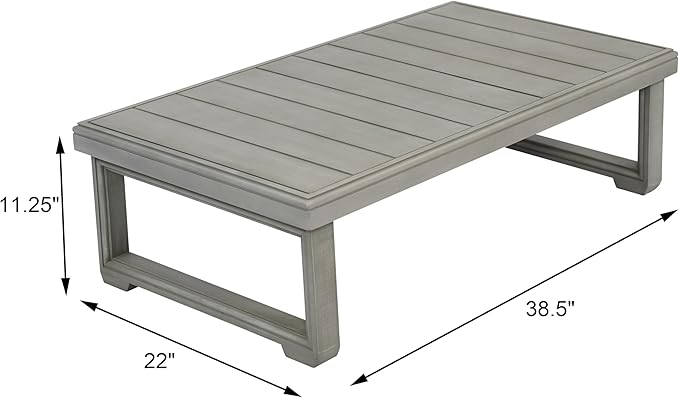 Christopher Knight Home Olaf 4 Pieces Outdoor Conversation Set, Acacia Wood Chat Set, Rectangular Coffee Table and Patio Loveseat with 2 Club Chairs, Patio Furniture Set with Cushion, Beige+Light Grey