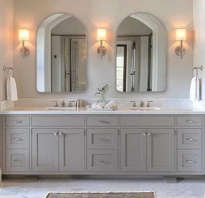 ANDY STAR Arch Mirror, 24" x 38" Arched Chrome Mirror in Stainless Steel Metal Frame, Chrome Bathroom Mirror for Wall, Arch Top Rounded Corner 1" Deep Set Design Wall Mount Hangs Vertical