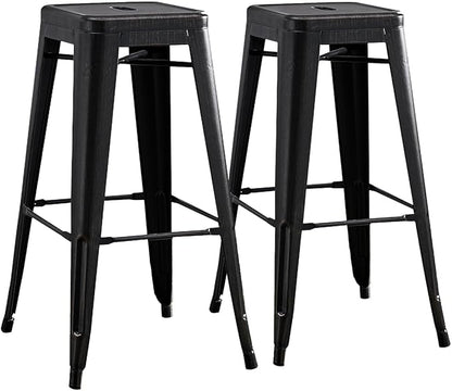 AC Pacific 30” Metal Backless Barstool Set of 2 – Country Rustic Style, Lightweight & Sturdy Build, Easy Assembly – Midnight