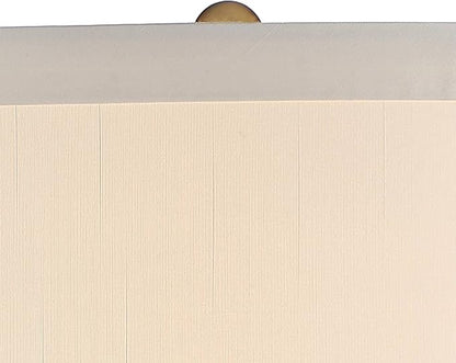 Possini Euro Design Karen Modern Table Lamp 37 1/2" Tall with Clear Round Riser Dark Gold Glass Column Off White Fabric Drum Shade for Bedroom Living Room House Bedside Nightstand Office Entryway