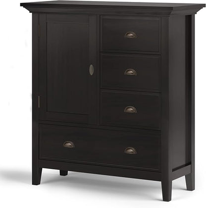 SIMPLIHOME Redmond SOLID WOOD 39 Inch Wide Transitional Medium Storage Cabinet in Hickory Brown, For the Living Room, Entryway and Family Room