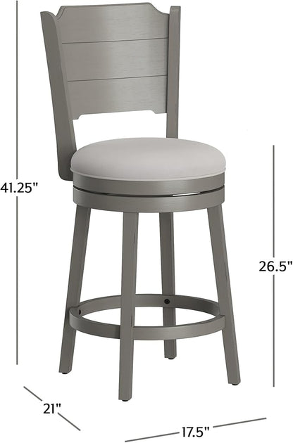 Hillsdale Clarion Swivel Counter Height Stool, Distressed Gray