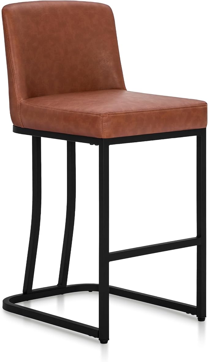 Sophia & William Brown Modern PU Leather Bar Stools, 24" Counter Height, 1PC