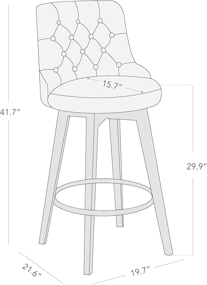Watson & Whitely Bar Stools, 360° Swivel Upholstered Bar Stool with Back, 30" H Bar Height Barstools, Set of 2, Faux Leather in White