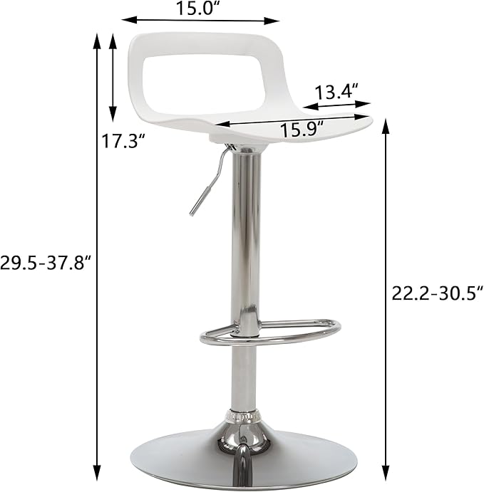 NOBPEINT NOB Contemporary Chrome Air Lift Adjustable Swivel Bar Stool (6 Pieces, White)