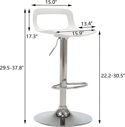 NOBPEINT NOB Contemporary Chrome Air Lift Adjustable Swivel Bar Stool (6 Pieces, White)