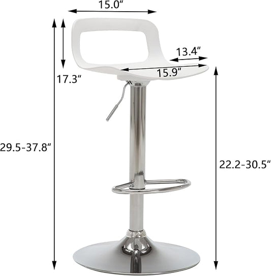 NOBPEINT NOB Contemporary Chrome Air Lift Adjustable Swivel Bar Stool (6 Pieces, White)