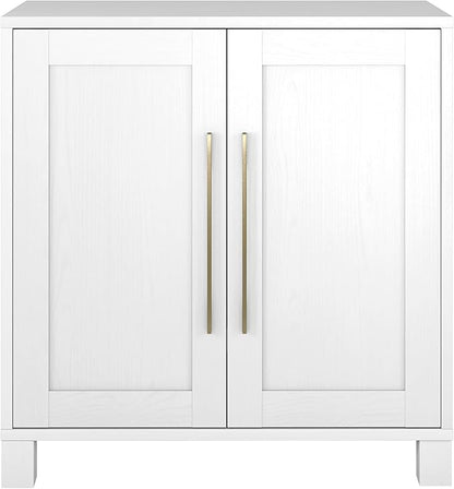 Henn&Hart 28" Wooden Accent Cabinet, Modern Sideboard Buffet Cabinet with 2 Doors and an Adjustable Shelf for Living Room, Dining Room, Bedroom or Entryway, White