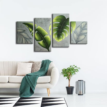 Wieco Art Botanical Paintings Wall Art on Canvas Abstract Green Leaves Canvas Wall Art for Living Room Bedroom Wall Decor Modern Artwork for Home Decorations