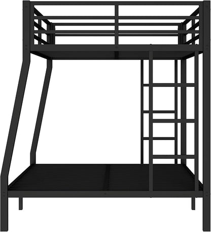 Higher Quality & Stronger Heavy Duty Steel Black Bunk Bed Full XL Over Queen Size Bunkbed, Thickened More Stable Safer Metal Bunk Queen Bed (Easier to Assemble) (Full XL Over Queen)