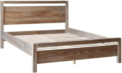 Grain Wood Furniture Loft Queen Size Solid Wood Bed, Brushed White