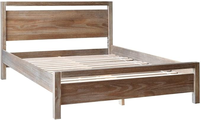Grain Wood Furniture Loft Queen Size Solid Wood Bed, Acacia