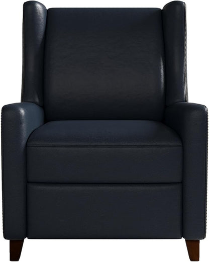 Genuine Leather Recliner Chair for Adults, Top-Grain Leather Manual Recliner with Classic Design, Comfortable Armchair for Living Room, Bedroom or Theater Use