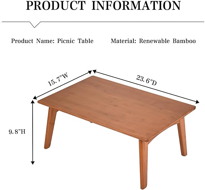 Folding Floor Table Low Coffee Table for Sitting On The Floor Japanese Floor Table No Assembly Tatami FoldableTable for Living Room Home Office (Walnut, Small)