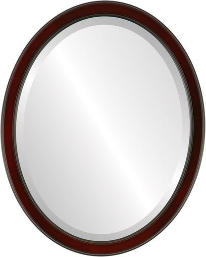 OVALCREST Oval Beveled Wall Mirror for Home Decor - Toronto Style - Rosewood - 18" x 14"