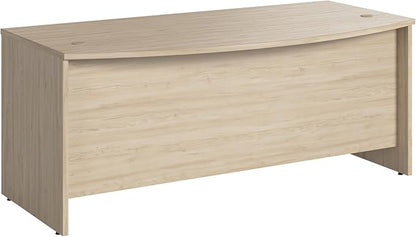 Bush Business Furniture Studio C 72W x 36D Bow Front Desk in Natural Elm, Computer Table for Home or Professional Office
