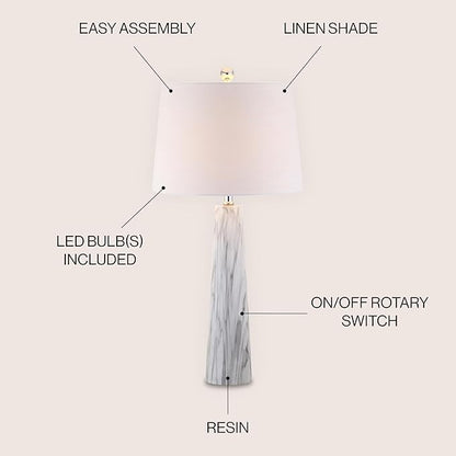 JONATHAN Y JYL1002A Bradley 29" Resin LED Table Lamp Modern Contemporary Glam Bedside Desk Nightstand Lamp for Bedroom Living Room Office College Bookcase LED Bulb Included, White/Black