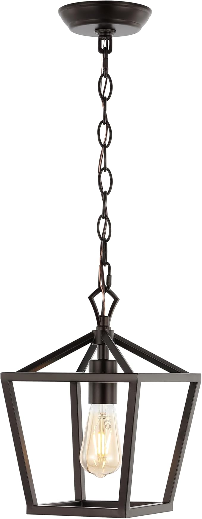 JONATHAN Y JYL7618A Pagoda 8" 1-Light Vintage Farmhouse Iron Chain Pagoda LED Pendant Minimalist, Rustic, Industrial, Classic, Casual, Living Room, Dining Room, Bedroom, Foyer, Oil Rubbed Bronze