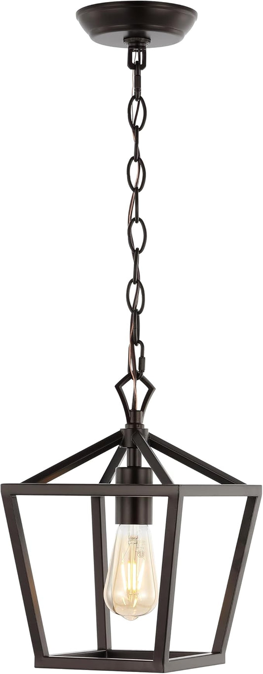 JONATHAN Y JYL7618A Pagoda 8" 1-Light Vintage Farmhouse Iron Chain Pagoda LED Pendant Minimalist, Rustic, Industrial, Classic, Casual, Living Room, Dining Room, Bedroom, Foyer, Oil Rubbed Bronze