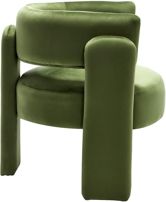 Set of 2 Accent Chairs with Arms, Upholstered Barrel Armchair with Curved Back, Comfy Single Side Chair for Reading, Living Room, Home Office, Green