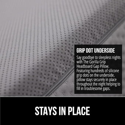 GORILLA GRIP Patent Pending Queen Bed Wedge Pillow Headboard Gap Filler, US Designed, Comfortable Supportive High Density Foam Pillows, Stay in Place Gripping Dots, Wedges Between Mattress, Soft Gray