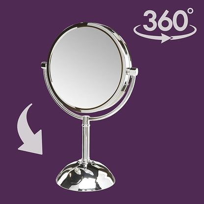 JERDON Lighted Makeup Mirror with Magnification - 1X and 8X Magnification - Chrome Finish - Model HL8808CL