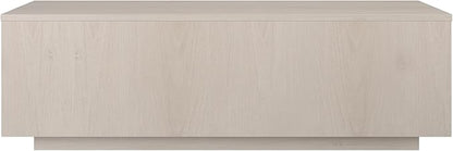 Henn&Hart 48" Rectangular Low-Profile Wood Coffee Table for Living Room, Family Room, or Office, Alder White