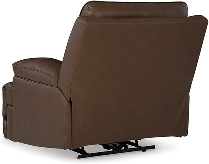 Signature Design by Ashley VonRyan Modern Zero Gravity Leather Match Power Recliner with Adjustable Headrest and USB Ports, Dark Brown