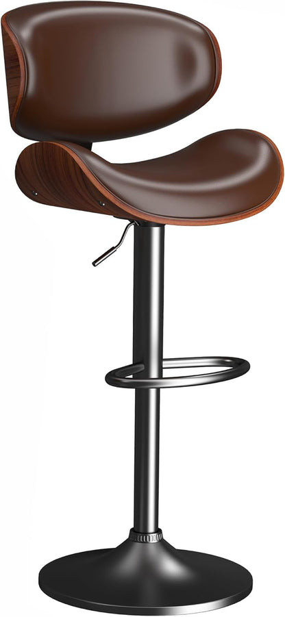 Bar Stools Modern Swivel Bar Chairs, Barstools Counter Height with Backrest for Bar, Kitchen, Dining Room, Brown