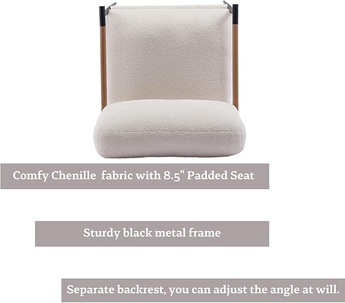 LukeAlon Mid-Century Sherpa Accent Chair, Ultra Soft Living Room Chair with Metal Legs Modern Armchair Lounge Chair Upholstered Comfy Leisure Chair for Bedroom Reception Area Reading Room, White