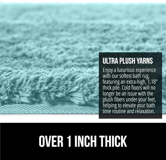 GORILLA GRIP Bathroom Rugs, 60x24, Ultra Soft Absorbent Mat, Thick Plush Bath Rug, Machine Washable, Microfiber Quick Dry, Mats for Shower, Bathtub and Floor, Home Decor Accessories, Spa Blue