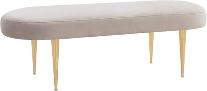 SAFAVIEH Couture Collection Corinne Pale Taupe Velvet and Gold Oval Bench