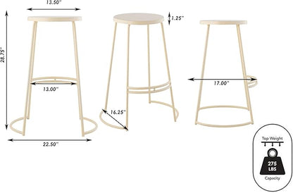 JONATHAN Y BSL1001D Hula 28.75" Modern Designer Iron Curved Backless Bar Stool for Home, Kitchen, Dining Room, Workspaces, Cafes and Resturants, Almond Frame