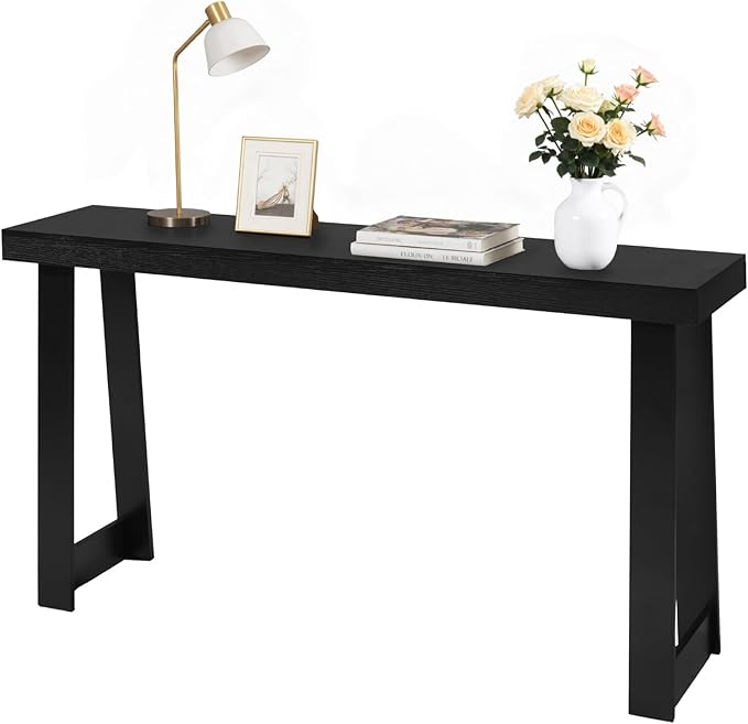 VEVOR 56 in Console Table, Modern Desk Behind The Couch, Wooden Rectangle Entrance Desk, Narrow Long Sofa Table Accent Stand, Ideal for Hallway, Bedroom, Living Room, Foyer, Easy Assembly, Black