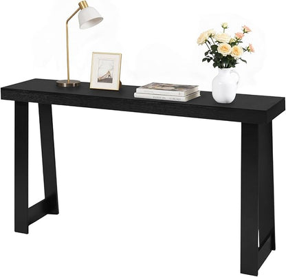 VEVOR 56 in Console Table, Modern Desk Behind The Couch, Wooden Rectangle Entrance Desk, Narrow Long Sofa Table Accent Stand, Ideal for Hallway, Bedroom, Living Room, Foyer, Easy Assembly, Black