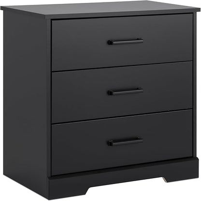 Prepac Rustic Ridge Farmhouse Nightstand Bedside Table, Black Nightstand for Bedroom, End Table with 3 Drawers 16.25"D x 27.5"W x 26.75"H