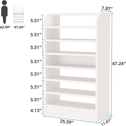 Tribesigns Shoe Rack, 8-Tier Tall Shoe Shelf, Wooden Shoe Storage Cabinet, White