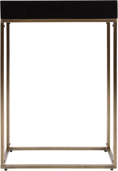 Kate and Laurel Karlsen Modern Wood and Metal Narrow Side Table, 16 x 8 x 24, Black and Antique Brass, Minimal Slim End Table for Use as Bedroom Nightstand or Accent Entryway or Living Room Decor